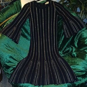 Michael Kors Black and Gold Knit Dress